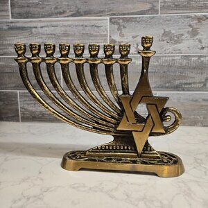 Star of David Brass Menorah